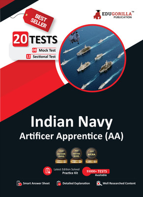 Indian Navy Artificer Apprentice (AA) Recruitment Exam  - 2024 | 8 Full Length Mock Tests and 12 Sectional Tests (1100 Solved Questions) with Free Access to Online Tests(English, Paperback, Edugorilla)