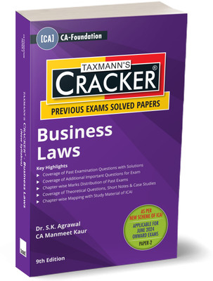 Taxmann's CRACKER for Business Laws (Paper 2) – Covering past exam questions & detailed answers with theoretical questions, short notes, etc. | CA-Foundation | New Syllabus | June 2024 Exams(Paperback, Dr. S.K.Agrawal, CA Manmeet Kaur)