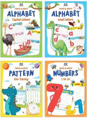 Tracing Books for Kids - Writing Practice Book  - Best Selling Pencil Control Activity Book for Kids in India [Set of 4 Books] | Alphabet ABC (Capital & Small Letters), Numbers, Lines & Patterns | Pre School & Nursery Writing and Drawing Practice | Pen Control Handwriting Worksheets | Ages: 2 - 5 Ye