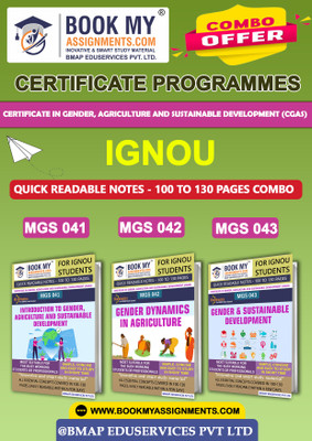 IGNOU MGS041 MGS042 MGS043 Study Material (Quick Readable Notes) For Ignou Student Certificate in Gender, Agriculture and Sustainable Development (CGAS)(Paperback, BMA Publication)