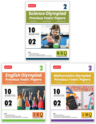 MTG Class-2 IMO-NSO-IEO Olympiad 10 Previous Years Papers (2024-2020 Set A & B) Mathematics, Science & English (Set of 3 Books) with Model Test Papers & 24 Sample OMR Sheets | PYQs For SOF 2025-26 Exam(Paperback, MTG Editorial Board)