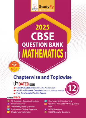 StudyFy CBSE Question Bank Class 12 Mathematics For 2025 Board Exams | Chapterwise & Topicwise | 5 New Sample Practice Papers(Paperback, StudyFy Editorial Board)