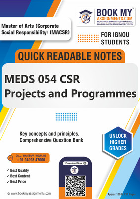 IGNOU MEDS 054 CSR Projects and Programmes Unlock Your Academic Potential with Quick Readable Notes - Utilizing Superior 80 GSM A4 Paper for Crisp, Clear Prints, Designed to Enhance Understanding and Retention for All Students - English Edition(Paperback, BMA Publication)