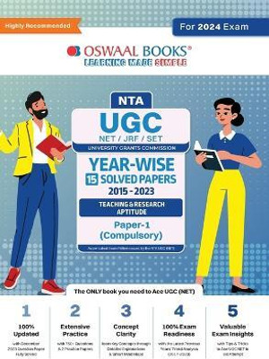 UGC NET Paper-1 |Year-wise | 15 Solved Papers (2015 -2023) | General Aptitude (Compulsory) | Year For 2024 Exam(English, Book, Oswaal Editorial Board)