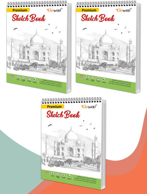 A5 Premium Sketch Book : Set of 3 (5.8 x 8.3 inches) - 36 Sheets Sketchbooks, 140 GSM Thick Paper For Drawing and Sketching, Top Spiral-Bound Art Notebooks(Paperback, GOWOO)