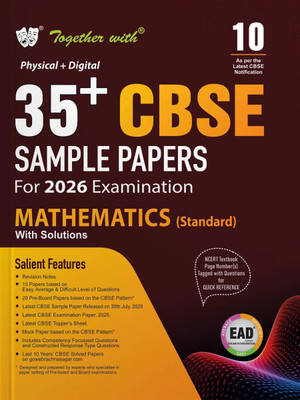 Together with 35+ CBSE Sample Papers Class 10 Mathematics (Standard) for 2026 Board Exam | EAD series in Physical + Digital edition includes Solved & unsolved Papers with CBQs & Topper’s Answer Sheet(Paperback, Rachna Sagar)
