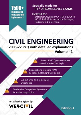 Civil Engineering Objective Questions With Detailed Solution, Subjectwise And Topic Wise Sorted, Vol-1 (Draftsman/Overseer/Junior Engineer/Assistant Engineer)(Paperback, WE4CIVIL)