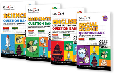 Educart CBSE Question Bank Class 9 2025-26 Bundle - Science, Mathematics, Social Science and English on New Syllabus 2026 (Most Recommended NCERT based Reference Book)(Paperback, Educart)
