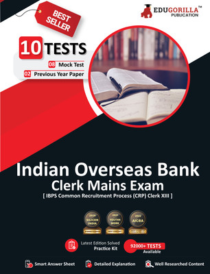 Indian Overseas Bank Clerk Mains (IBPS CRP PO/MT XIII) Book  - 2024 | 8 Full Length Mock Tests and 2 Previous Year Papers with Free Access to Online Tests(English, Paperback, Edugorilla Prep Experts)