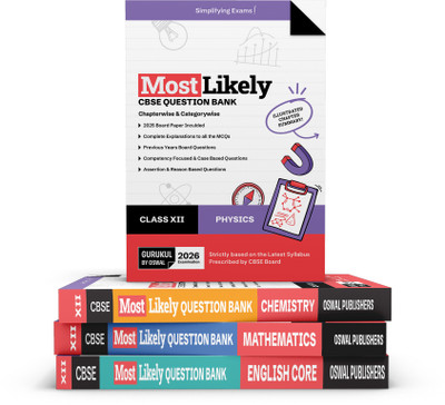 Gurukul By Oswal Most Likely CBSE Question Bank Class 12 Bundles (Set of 4) : Physics, Chemistry, Maths & English Core for Exam 2026(Product Bundle, Oswal Publishers)
