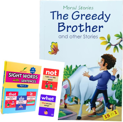 Moral story book plus sight words flash cards combo for kids-English learning(Paperback, Alka)