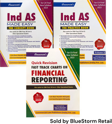 Ind As Made Easy Vols.1 & 2 The Practice Book / Quick Revision Fast Track Charts on Financial Reporting (Combo) - For CA Final New Syllabus | Commercial Law Publishers (India) Pvt. Ltd.(Paperback, CA Ravi Kanth Miriyala, CA Sunitanjani Miriyala)