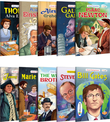 Early Learning Books for Children : Albert Einstein, Issac Newton and more (Great Scientists), Bill Gates and Steve Jobs (Great Entrepreneur) - Children’s Books on Great Minds | Combo of 10 Books(Paperback, GOWOO)