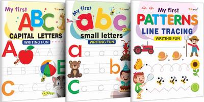 My First Capital Letters ABC, Small Letters abc and Line Tracing Patterns Writing Fun : Preschool Writing Workbook, Kids Educational Writing Book, Kids fun learning book | Combo of 3 Writing Books(Paperback, GO WOO)