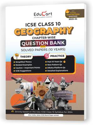 Educart ICSE Class 10 Question Bank + Solved Paper 2024 Geography (based on 17th June'23 Specimen Paper) for 2023-24  - ICSE Class 10 Question Bank 2024