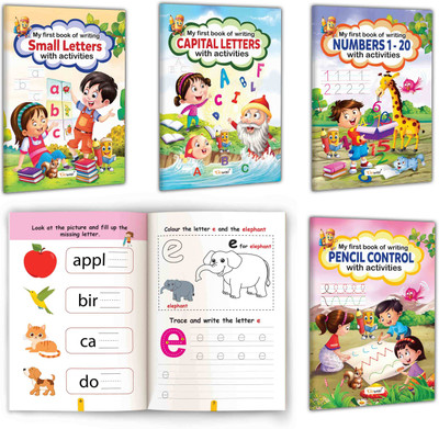 My First Book of Writing Workbook with Fun Exercises : Writing practice for toddlers, Early learning writing books, Preschool writing workbook | Combo of 4 books(Paperback, GOWOO)
