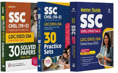 SSC CHSL (10+2) Combined Higher Secondary Level Tier 1 Solved Papers, Master Guide and Practice set 2023 ( Combo Set of 3 Books )(English, Paperback, Arihant Experts) SSC CHSL (10+2) Combined Higher Secondary Level Tier 1 Solved Papers, Master Guide and Practice set 2023 ( Combo Set of 3 Books )(English, Paperback, Arihant Experts)
