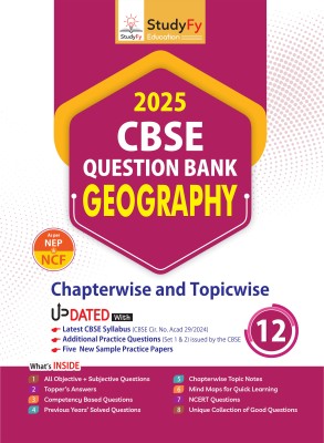 StudyFy CBSE Question Bank Class 12 Geography For 2025 Board Exams | Chapterwise & Topicwise | 5 New Sample Practice Papers(Paperback, StudyFy Editorial Board)