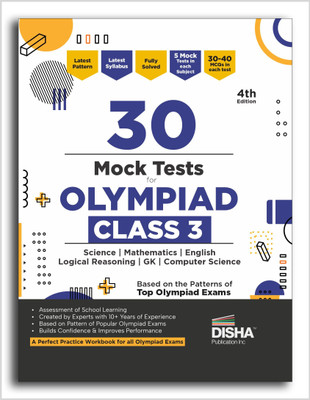 30 Mock Test Series for Olympiads Class 3 Science, Mathematics, English, Logical Reasoning, GK & Computer Science (Cyber) 4th Edition(Paperback, Disha Experts)