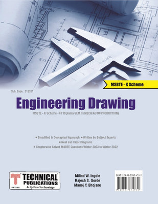 ENGINEERING DRAWING for MSBTE K Scheme (II - MECH. - 312311)  - MSBTE - K SCHEME BOOK(Paperback, Milind W. Ingole, Rajesh S. Gorde, Manoj Y. Bhojane)