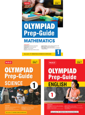 MTG Olympiad Prep-Guide Class-1 Mathematics, Science & English (Set of 3 Books) - Detailed Theory, Self Test with IMO-NSO-IEO Chapterwise Previous Year Question Paper For SOF 2024-25 Exam(Paperback, MTG Editorial Board)