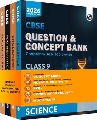 PW CBSE Question Bank Class 9 Maths, Science, Social Sc, English Combo of 4 Books(Paperback, PW)