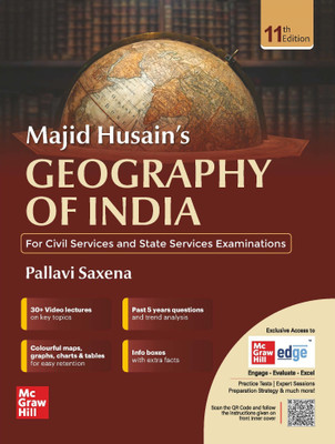 Geography of India (English) for UPSC CSE 2025 by Majid Husain and Pallavi Saxena | 11th edition (latest) - Multicolour book | Civil Services Exam - Prelims, Mains and Interview | State PSCs exams/ PCS exams | Solved Previous Years' Questions (PYQs) till 2024 | Colourful Maps, Graphs, Charts & Table