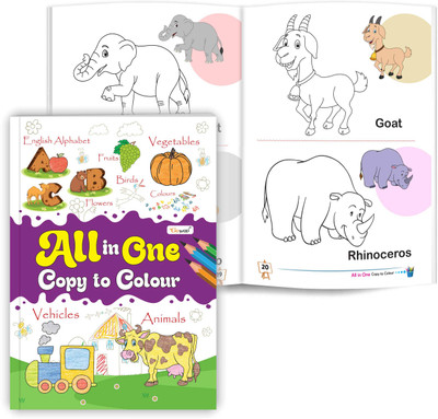 All In One Copy To Colour : First Colouring Book for Toddlers, Easy Copy to Colour Practice, Learning Made Fun with Colouring book(Paperback, GOWOO)