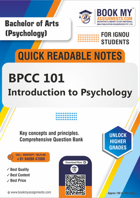 IGNOU BPCC 101 Introduction to Psychology Quick Readable Notes for Ultimate Study Success - High-Quality 80 GSM A4 Paper Ensures Clear Prints for Enhanced Learning - English Edition(Paperback, BMA Publication)