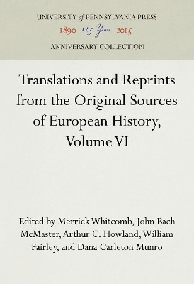 Translations and Reprints from the Original Sources of European History, Volume VI(English, Hardcover, unknown)