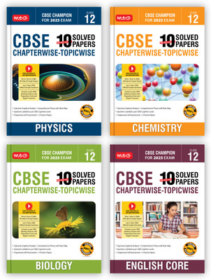 MTG CBSE 10 Years Chapterwise Topicwise Solved Papers With Question Bank Class 12 Physics, Chemistry, Biology, English (Set of 4 Books) - CBSE Champion For 2025 Exam | Video Solution of PYP(Paperback, MTG Editorial Board)