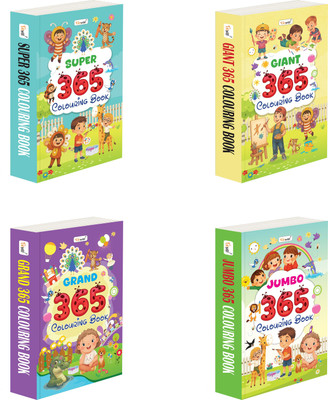 GRAND, JUMBO, SUPER and GAINT - 365 Colouring Book :- early childhood learning book, Drawing and colouring workbook collection, Educational colouring books | Combo of 4 books(Paperback, GOWOO)