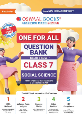 Oswaal One for All Question Bank Ncert and Cbse, Class-7 Social Science (for 2024 Exam)(English, Paperback, Jain P.)
