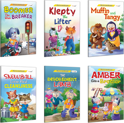 My Second Reader - Klepty the Lifter, Muffin and Tangy, Snowball Learns About Cleanliness, The Disobedient Lamb and more : Stories for young readers, Early learning storybooks | Pack of 6 Books(Paperback, GOWOO)