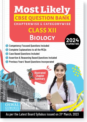 Oswal - Gurukul Biology Most Likely CBSE Question Bank for Class 12 Exam 2024 - Chapterwise & Categorywise, Competency Focused Qs, MCQs, Case, Assertion & Reasoning Based, Previous Years' Board Qs(Paperback, Oswal - Gurukul)