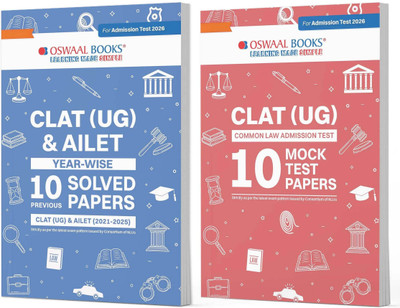 Oswaal CLAT (UG) & AILET Year-wise 10 Previous Solved Papers + 10 Mock Test Papers (Set of 2 books) | For 2026 Admission Test(Product Bundle, Oswaal Editorial Board)