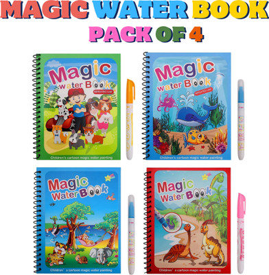 Water Magic Book,Magic Doodle Pen,Colouring Doodle Drawing Board Games for Kids with 4 Disc(Paperback, water magic book)