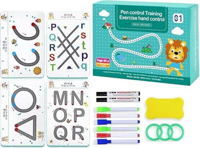 ZULAT 64 Pages Magical Workbook Preschool Educational Reusable Learning Book For Kids Hand Writing Pen Control Training Book For Learning Write The Alphabets Numbers Bookmark(New, Multicolor)