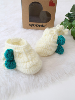 Woonie Booties(Toe to Heel Length - 12 cm, Cream)