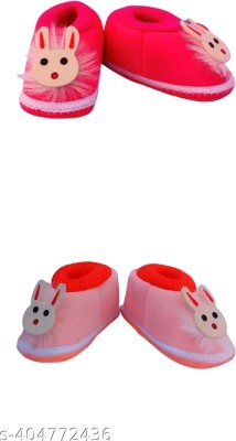 ST Traders Kids shoes booties Soft and Comfortable Baby Shower Gift Combo of 3 Booties(Toe to Heel Length - 12 cm, Red, White)