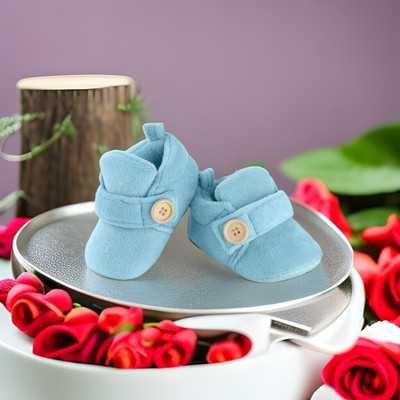 Star Fish Baby Boys & Girls 3 TO 12 Months Comfortable Soft Cotton Party Wear Booties Booties(Toe to Heel Length - 12 cm, Sky, Blue)