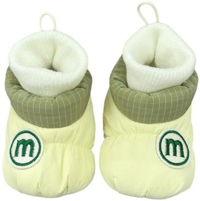 capznmore Soft, Cozy & Warm Infant Shoes, Perfect for Winter, Newborn and Toddler Booties(Toe to Heel Length - 12 cm, Yellow)