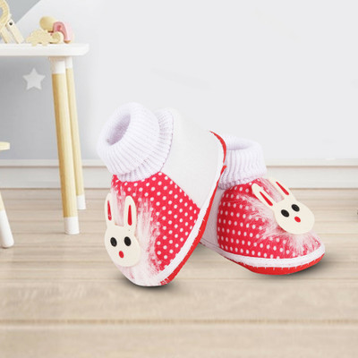 ASHISH TRADERS Booties(Toe to Heel Length - 11 cm, BINDI WHITE RED TEADY)