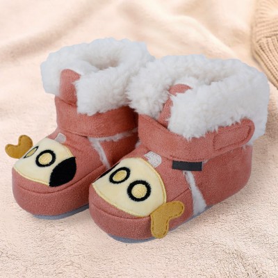 Baby Moo Submarine Velcro Warm Furry Booties Booties(Toe to Heel Length - 11 cm, Pink)