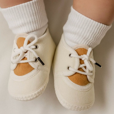 Neska Moda 6 To 12 Months Baby Boys & Baby Girls Cute Soft Velvet Pre-Walker Lace Booties(Toe to Heel Length - 12 cm, off White, Brown)