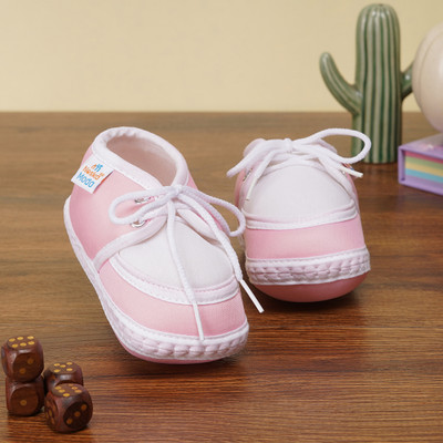 Neska Moda 3 To 12 Months Baby Boys & Baby Girls Cute Soft Cotton Pre-Walker Lace Booties(Toe to Heel Length - 12 cm, White, Pink)