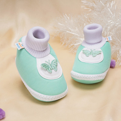 Neska Moda 3 To 12 Months Baby Girls & Baby Boys Soft Cotton Cute Butterfly Booties(Toe to Heel Length - 12 cm, Green)
