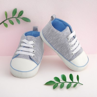 Baby Moo Grey Lace Up Sneakers Booties(Toe to Heel Length - 16 cm, Grey_2)