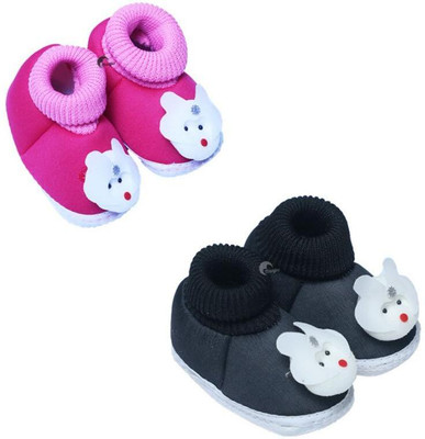 MAGLU Booties(Toe to Heel Length - 11 cm, Pink, Black)