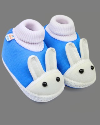 Neska Moda 3 To 12 Months Baby Boys & Baby Girls Cute Soft Cotton Pre-Walker Rabbit Face Booties(Toe to Heel Length - 12 cm, Light Blue)